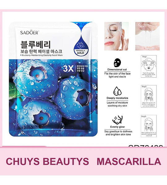 Mascarilla hidratante y reafirmante de arándanos SADOER 25ml