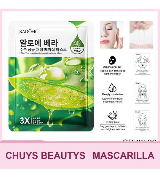 Mascarilla hidratante y revitalizante de aloe vera SADOER 25ml