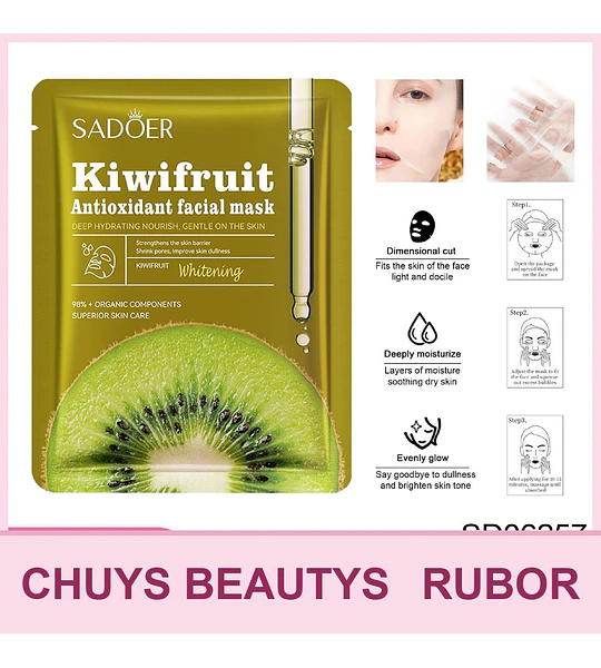 Mascarilla iluminadora antioxidante de kiwi SADOER 25mg