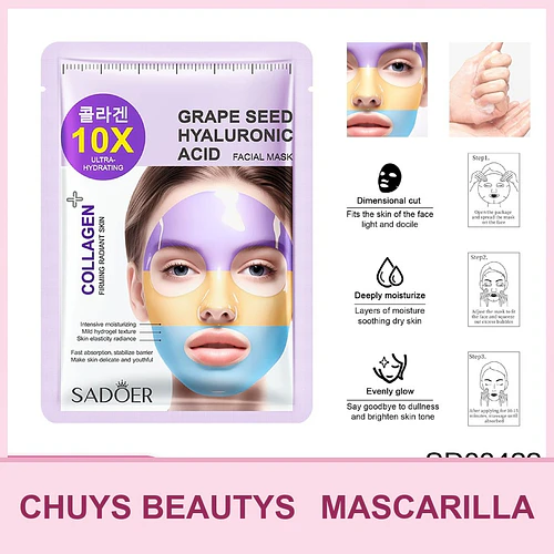 Mascarilla Facial de Semillas de Uva y Ácido Hialurónico - Chuys Beautys | Chuy's Beautys