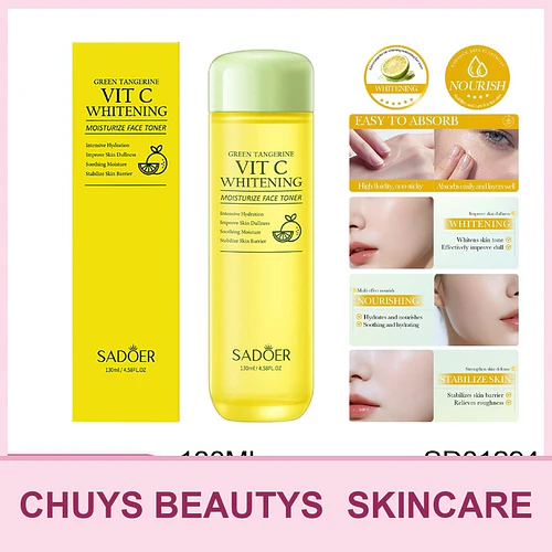 Tónico blanqueador e hidratante con vitamina C y mandarina verde de SADOER 130ml - Chuys Beautys | Chuy's Beautys
