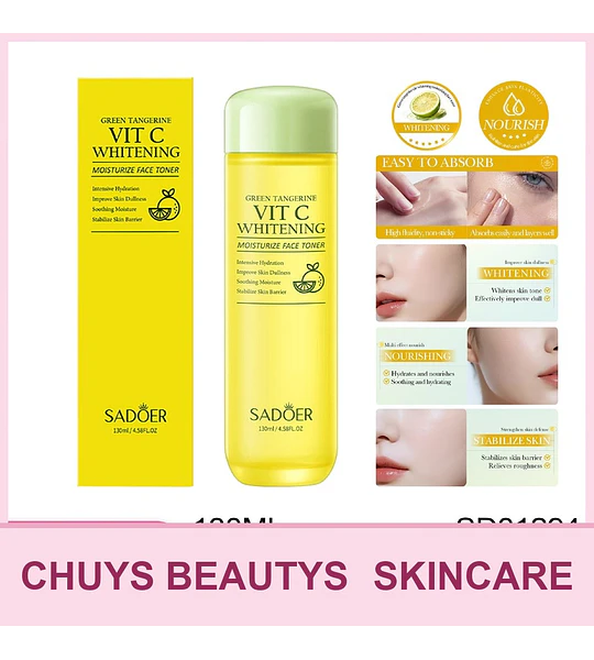 Tónico blanqueador e hidratante con vitamina C y mandarina verde de SADOER 130ml