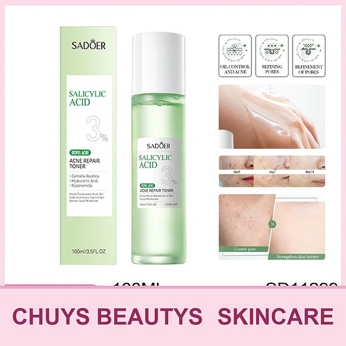 Tónico facial para el acné con ácido salicílico de SADOER 100ml - Chuys Beautys | Chuy's Beautys