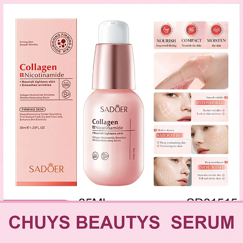 SADOER Esencia hidratante antiarrugas con colágeno y niacinamida 35ml - Chuys Beautys | Chuy's Beautys