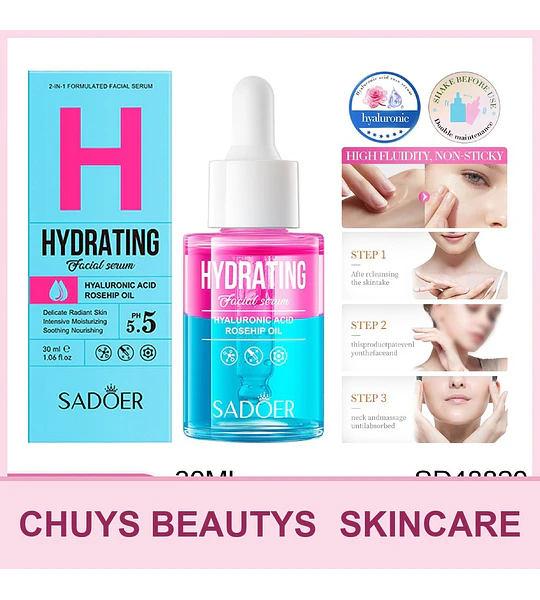 SADOER Double Layer Essence Cuidado de la piel - Ácido hialurónico Rosa 30ml