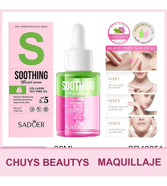 SADOER Double Layer Essence Cuidado de la piel - Aceite de árbol de té y colágeno 30ml
