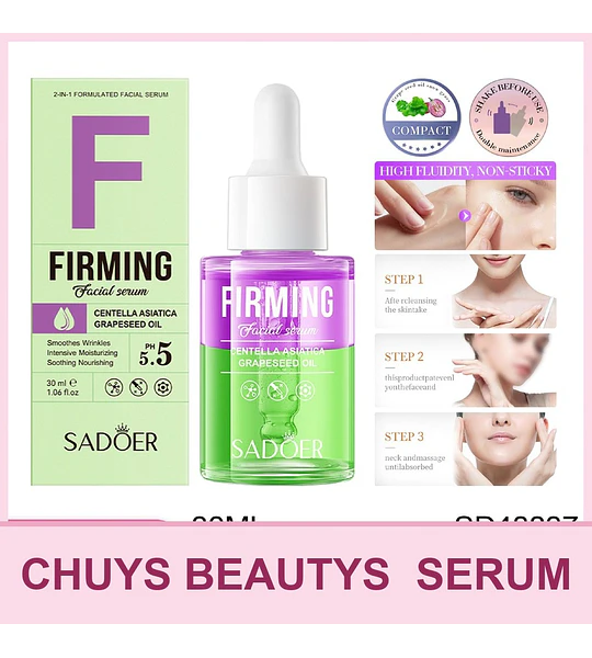 SADOER Esencia de Doble Capa para el Cuidado de la Piel - Aceite de Semilla de Uva y Centella Asiática 30ml