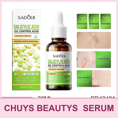 SADOER Esencia reparadora para el acné con ácido salicílico y control de grasa 30ml - Chuys Beautys | Chuy's Beautys