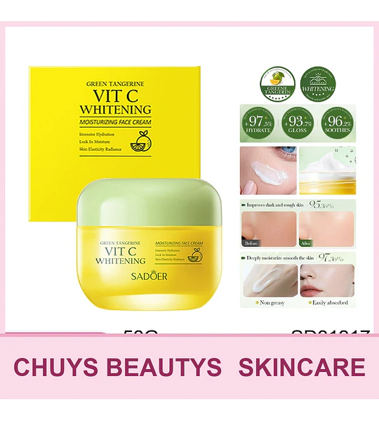 Crema Facial Blanqueadora E Hidratante Con Vitamina C Y Mandarina Verde De 50g