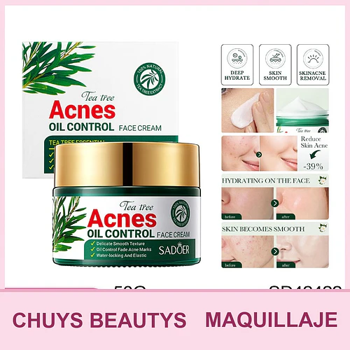 Crema SADOER para el control del acné con árbol de té 50g - Chuys Beautys | Chuy's Beautys