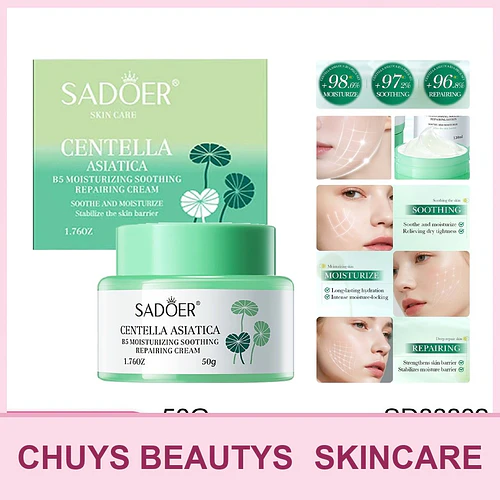 Crema hidratante, calmante y reparadora SADOER Centella Asiática B5 50g - Chuys Beautys | Chuy's Beautys