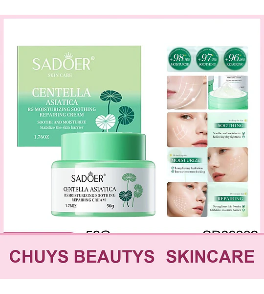 Crema hidratante, calmante y reparadora SADOER Centella Asiática B5 50g
