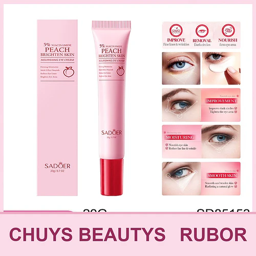 Crema contorno de ojos iluminadora y nutritiva con niacinamida y melocotón de SADOER 20g - Chuys Beautys | Chuy's Beautys