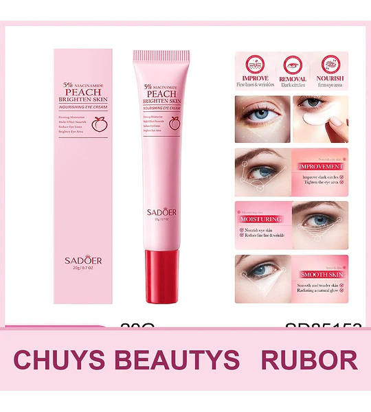 Crema contorno de ojos iluminadora y nutritiva con niacinamida y melocotón de SADOER 20g