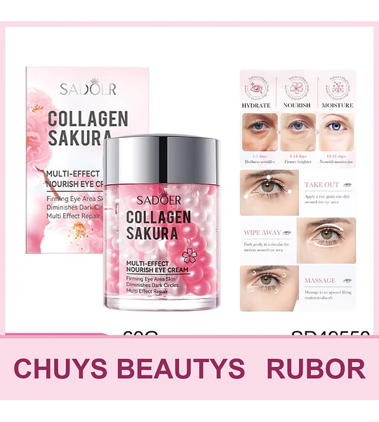 Crema nutritiva para el contorno de ojos con colágeno y flor de cerezo SADOER 60g