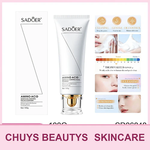 Leche limpiadora suave con aminoácidos SADOER para el control de la grasa 100g - Chuys Beautys | Chuy's Beautys