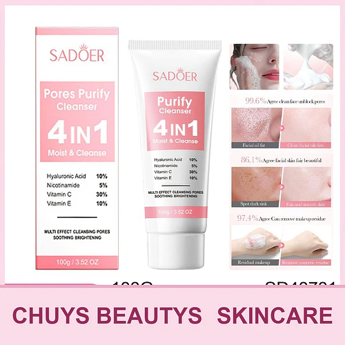 Gel limpiador facial multiefecto 4 en 1 SADOER 100g - Chuys Beautys | Chuy's Beautys