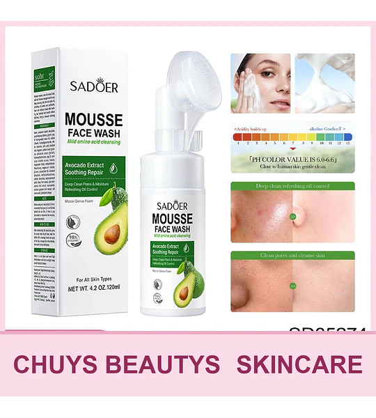Mousse limpiador de aminoácidos de aguacate SADOER 120ml