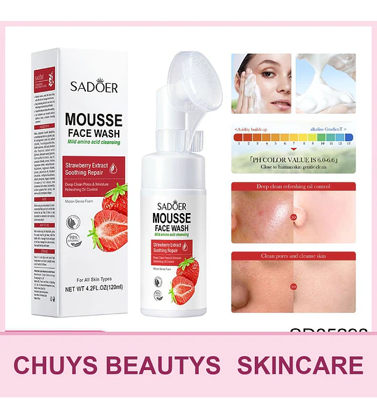 Mousse limpiador de aminoácidos de fresa SADOER 120ml