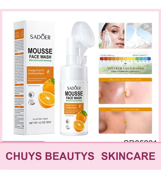 Mousse limpiador de vitamina C y aminoácidos con sabor a naranja de SADOER 120ml
