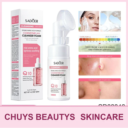 Mousse limpiador con aminoácidos y coenzima Q10 de SADOER 120ml - Chuys Beautys | Chuy's Beautys