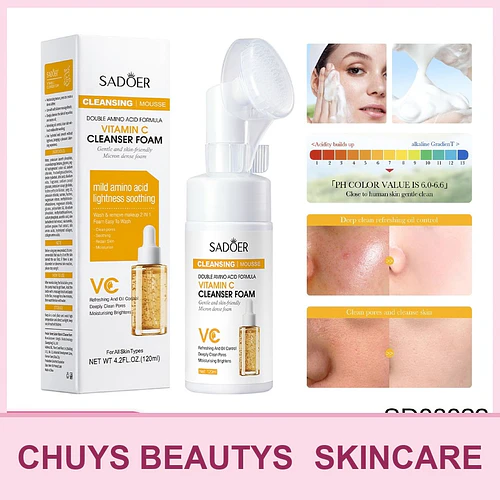 Mousse limpiador con vitamina C y aminoácidos SADOER 120ml - Chuys Beautys | Chuy's Beautys