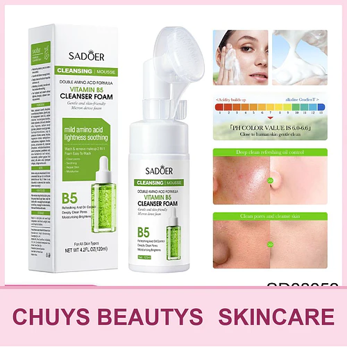Mousse limpiador con vitamina B5 y aminoácidos SADOER 120ml - Chuys Beautys | Chuy's Beautys