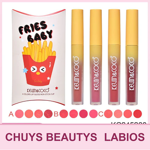 Set De 4 Brillos Labiales De Papas Fritas - Chuys Beautys | Chuy's Beautys