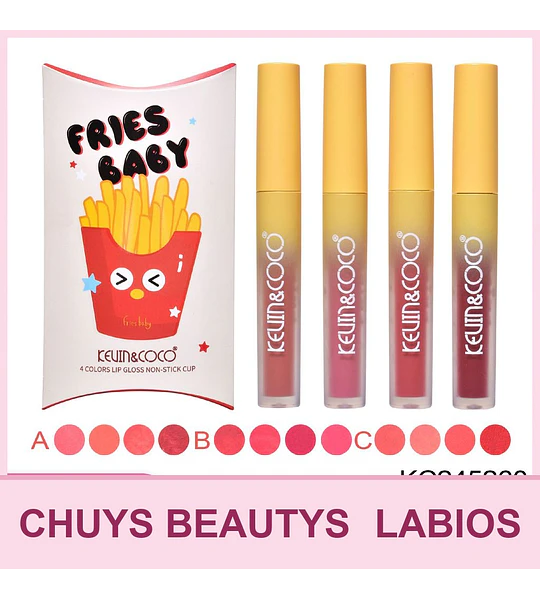Set De 4 Brillos Labiales De Papas Fritas