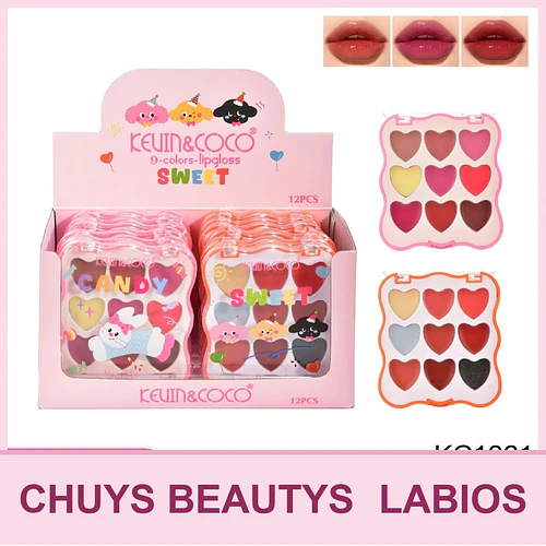 Paletas De Lip Gloss De 9 Colores (2 Tonos) - Chuys Beautys | Chuy's Beautys