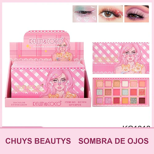 Paleta de Sombras Serie Ghost Music de 18 Colores KC1818 - Chuys Beautys | Chuy's Beautys
