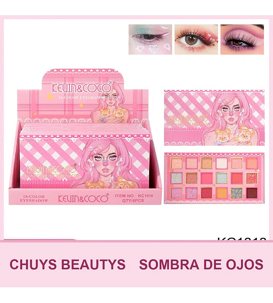Paleta de Sombras Serie Ghost Music de 18 Colores KC1818