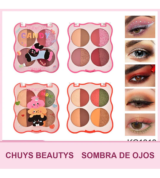 Paleta De Sombras De 4 Colores Dobles (2 Tonos)
