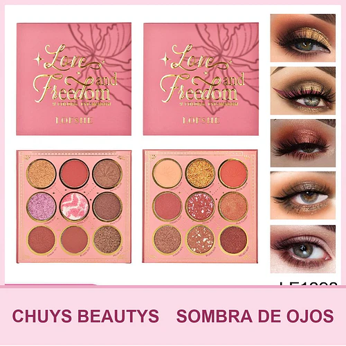 Paleta de Sombras Love and Freedom de 9 Colores - Chuys Beautys | Chuy's Beautys