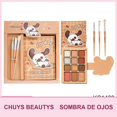 Set De Maquillaje Cookie Con Sombra de 12 Colores + Brochas - Chuys Beautys | Chuy's Beautys