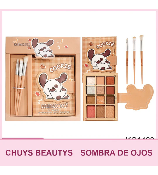 Set De Maquillaje Cookie Con Sombra de 12 Colores + Brochas