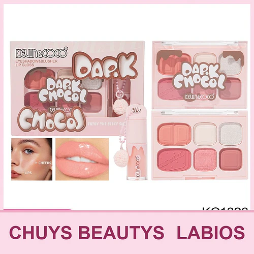 Set De Paleta + Brillo Labial Dark Chocol KC1326 - Chuys Beautys | Chuy's Beautys