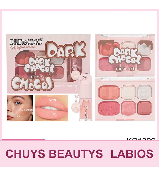 Set De Paleta + Brillo Labial Dark Chocol KC1326