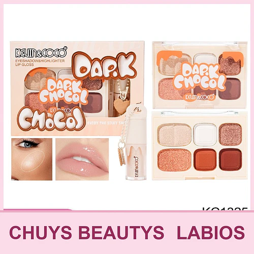Set De Paleta + Brillo Labial Dark Chocol KC1325 - Chuys Beautys | Chuy's Beautys