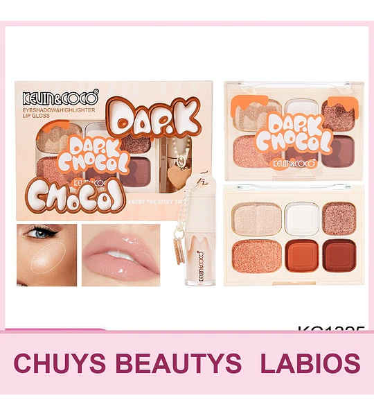 Set De Paleta + Brillo Labial Dark Chocol KC1325