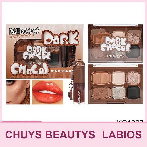 Set De Paleta + Brillo Labial Dark Chocol KC1327 - Chuys Beautys | Chuy's Beautys