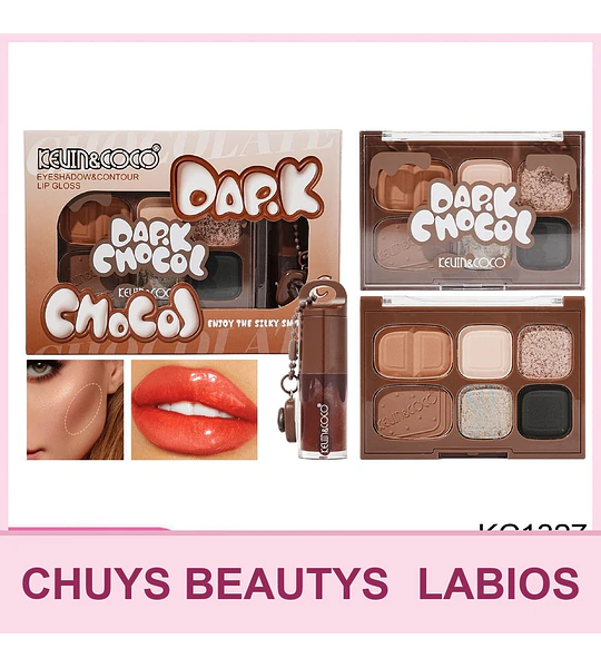 Set De Paleta + Brillo Labial Dark Chocol KC1327