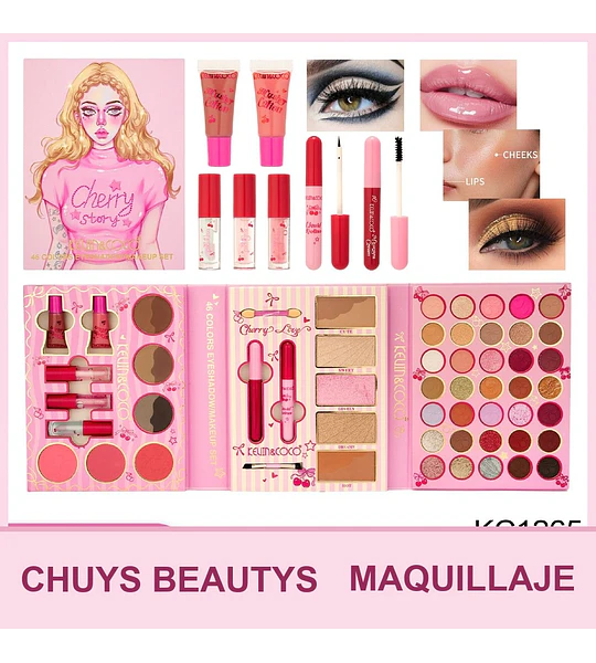 Set De Maquillaje Cherry Story De 45 Colores