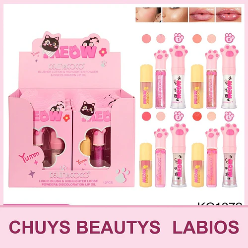 Set De Maquillaje Ocean Cat De 3Pcs (Iluminador+Aceite Labial+Rubor) - Chuys Beautys | Chuy's Beautys