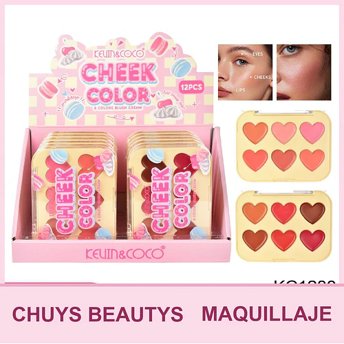 Paleta de Crema Para Ojos, Labios y Mejillas Cheek Color de 6 Colores (2 tonos) - Chuys Beautys | Chuy's Beautys