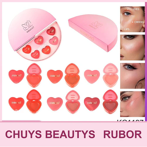 Set de 6 Rubores en Crema en Forma de Corazón - Chuys Beautys | Chuy's Beautys