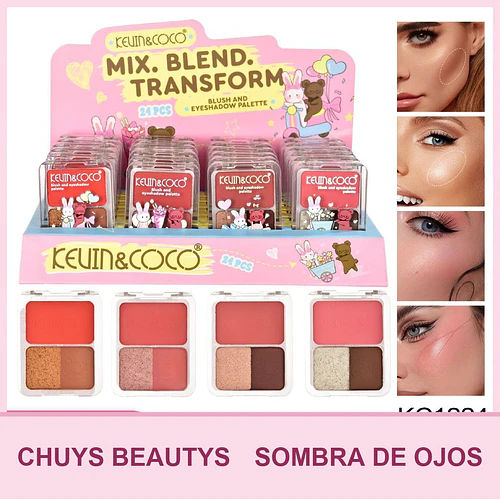 Mini Paletas de Sombras y Rubor (4 tonos) - Chuys Beautys | Chuy's Beautys
