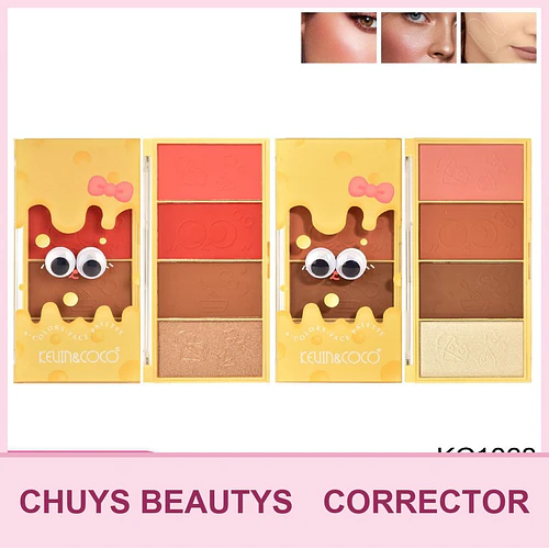 Paleta de Corrector, rubor e iluminador Melty Cheese de 4 colores (2 tonos) - Chuys Beautys | Chuy's Beautys