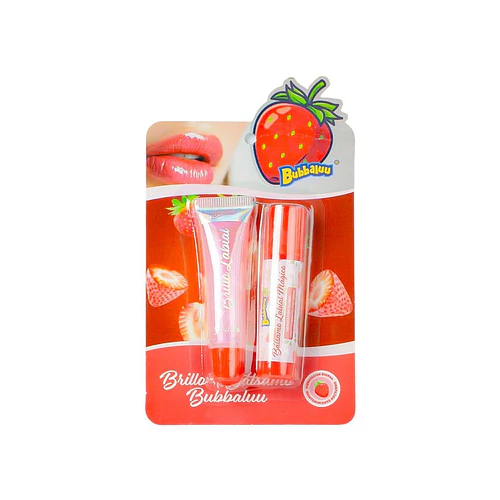 Duo de Bálsamo Labial Frutilla BUBBALUU - Chuys Beautys | Chuy's Beautys