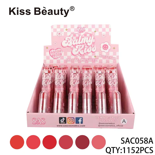 Labiales Mate Surtido de Tonos Balmy Kiss de Kiss Beauty - Chuys Beautys | Chuy's Beautys